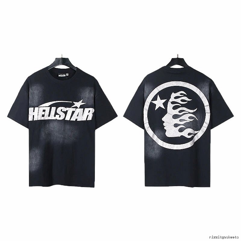 Hellstar Flame Print Street Style Black T-Shirt