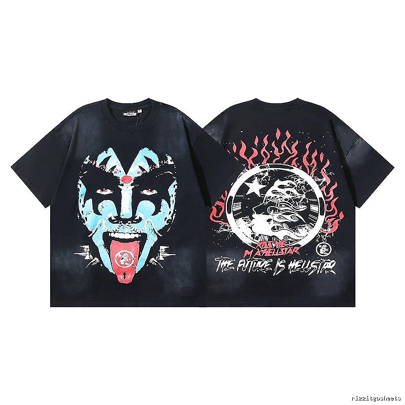 Hellstar Grimace Print Street Style Black T-Shirt