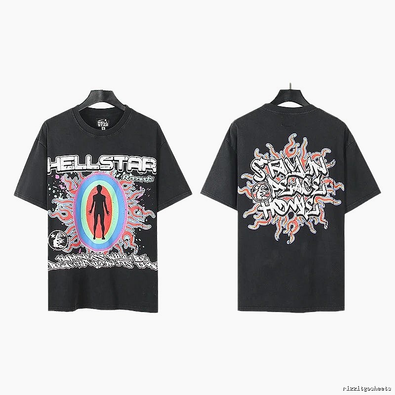 Hellstar Human Figure Print Street Style Black T-Shirt