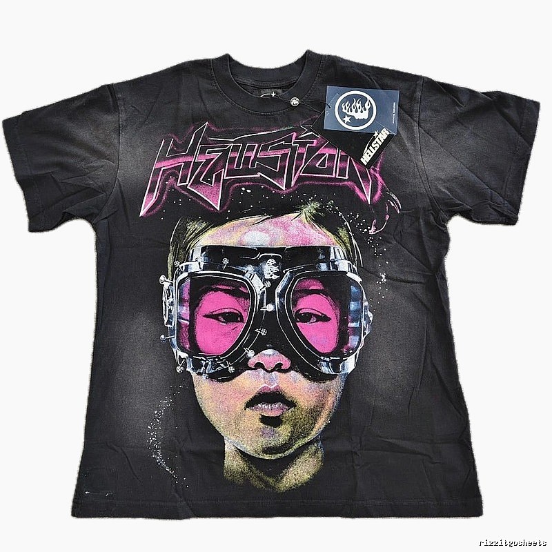 Hellstar Portrait Print Street Style Black T-Shirt