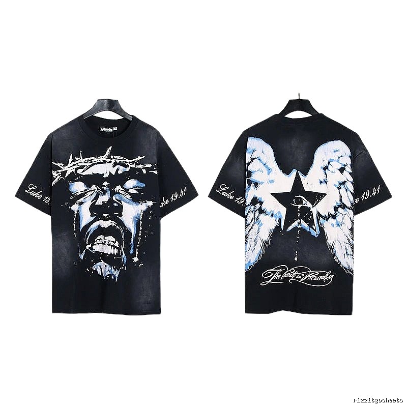 Hellstar Thorn Portrait Street Style Black Short-sleeve T-shirt