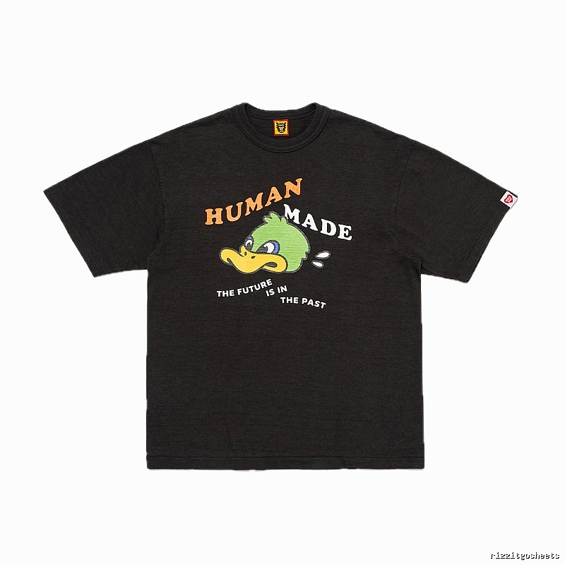 HUMAN MADE Green Duck Print Vintage Black T-Shirt