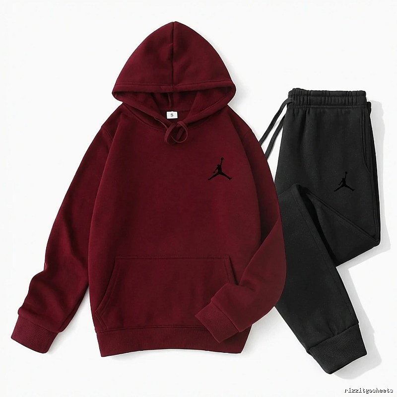 Jordan sports style burgundy suit