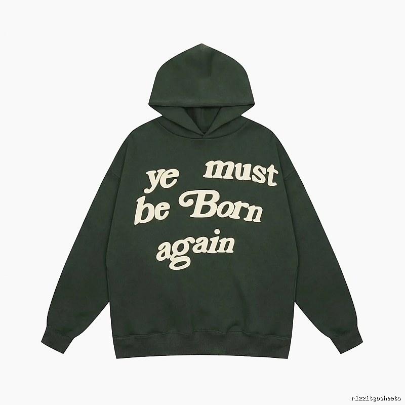 Kanye retro-style dark green hoodie