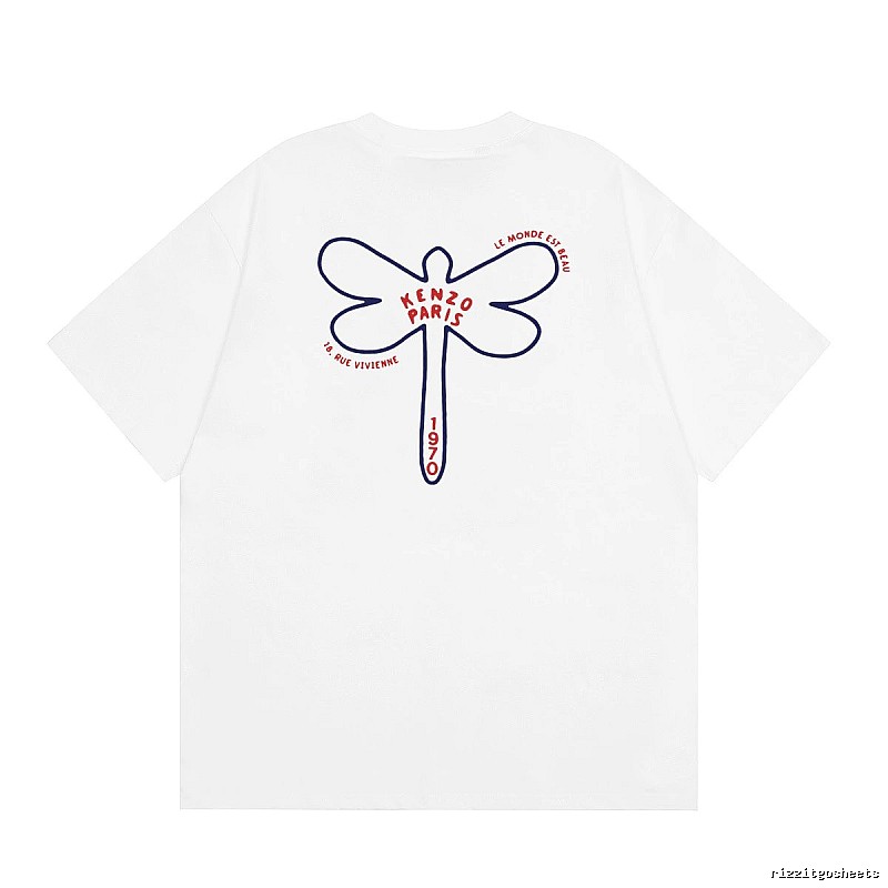 KENZO Dragonfly Print Casual White T-Shirt