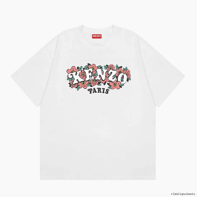 KENZO Floral Collection Street Style White Short-sleeve T-shirt