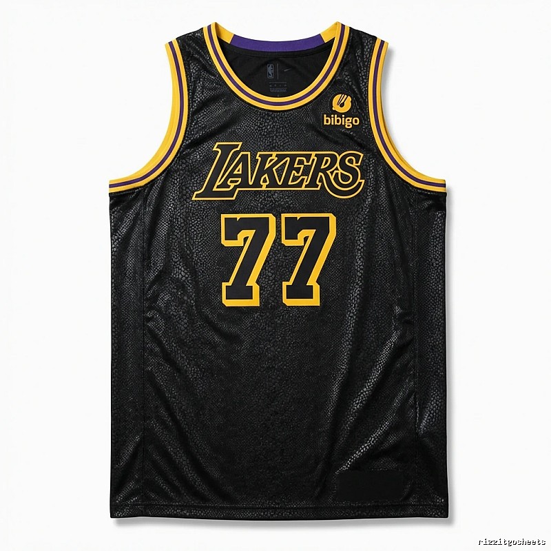 Lakers No. 77 black and yellow basketball uniform