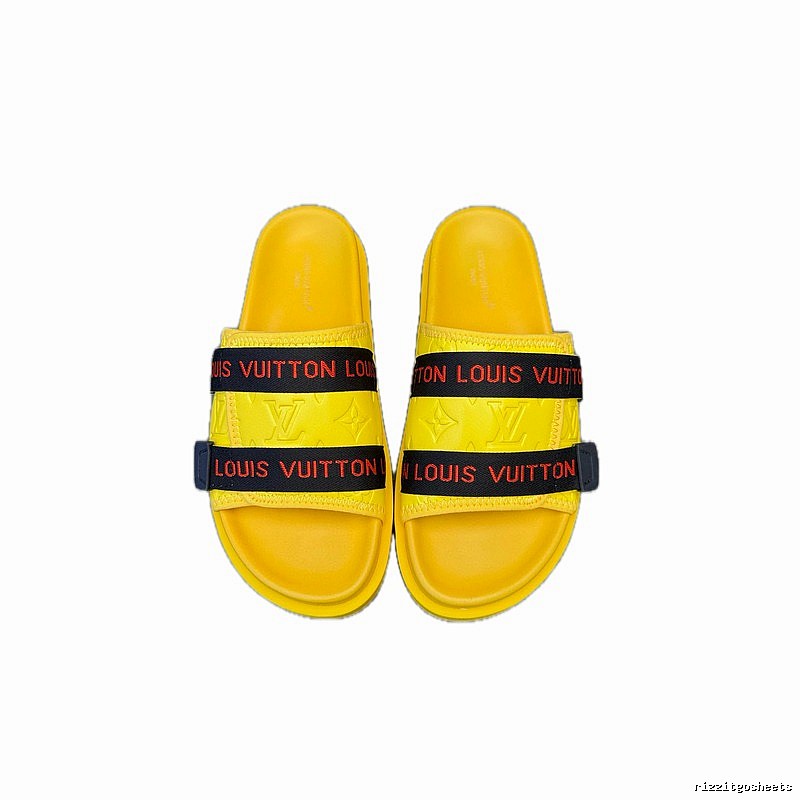 Louis Vuitton Classic Monogram Trendy Yellow Slide Sandals
