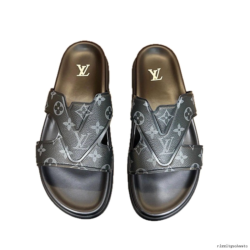 Louis Vuitton Monogram Trendy Style Black Slides
