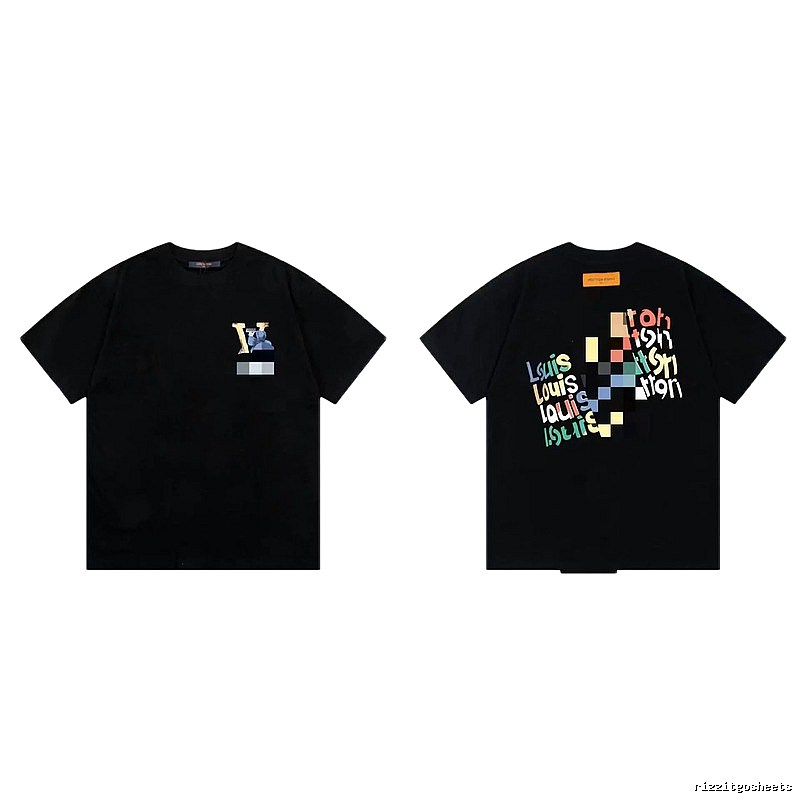 Louis Vuitton Trendy Graffiti Style Black Short-sleeve T-shirt