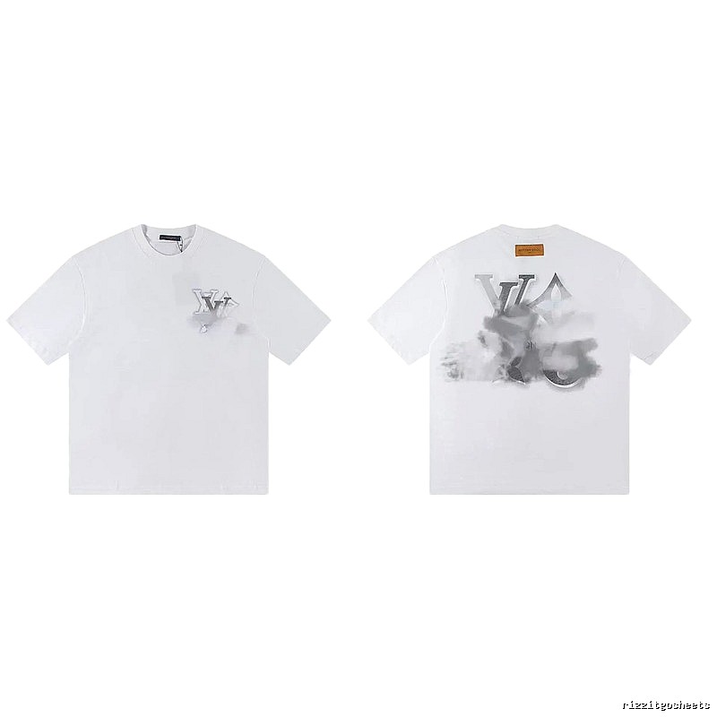 Louis Vuitton Trendy Ink-wash Blended White T-Shirt