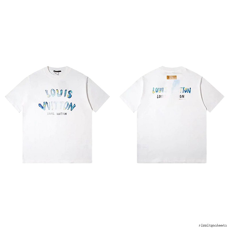 Louis Vuitton Watercolor Graffiti Style White T-Shirt