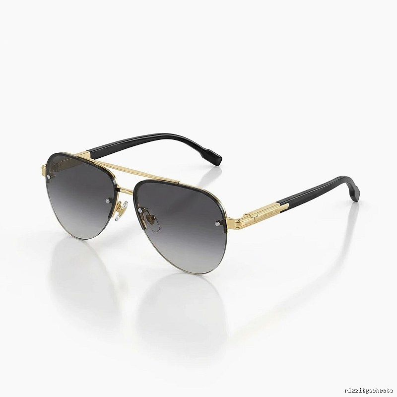 LV Aviator Style Black and Gold Sunglasses