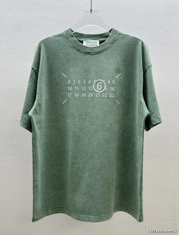 Maison Margiela MM6 Distressed Vintage Grey-green Short-sleeve T-shirt