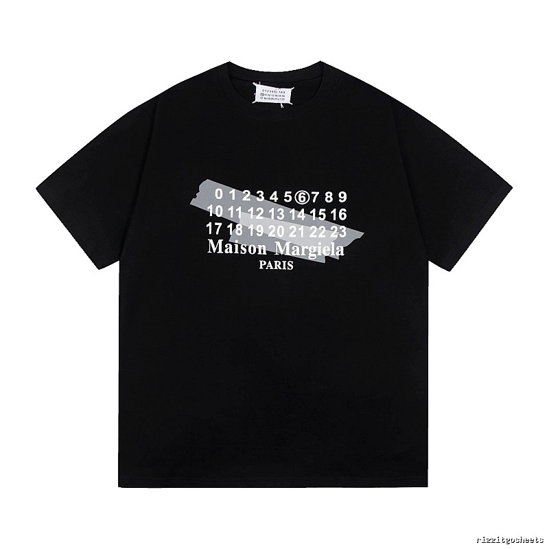 Maison Margiela Number Series Trendy Cool Black Short Sleeve T-Shirt