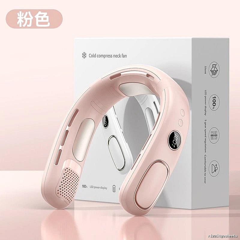 Misting Wearable Neck Fan For Neck Cooling Pink Cooling Version
