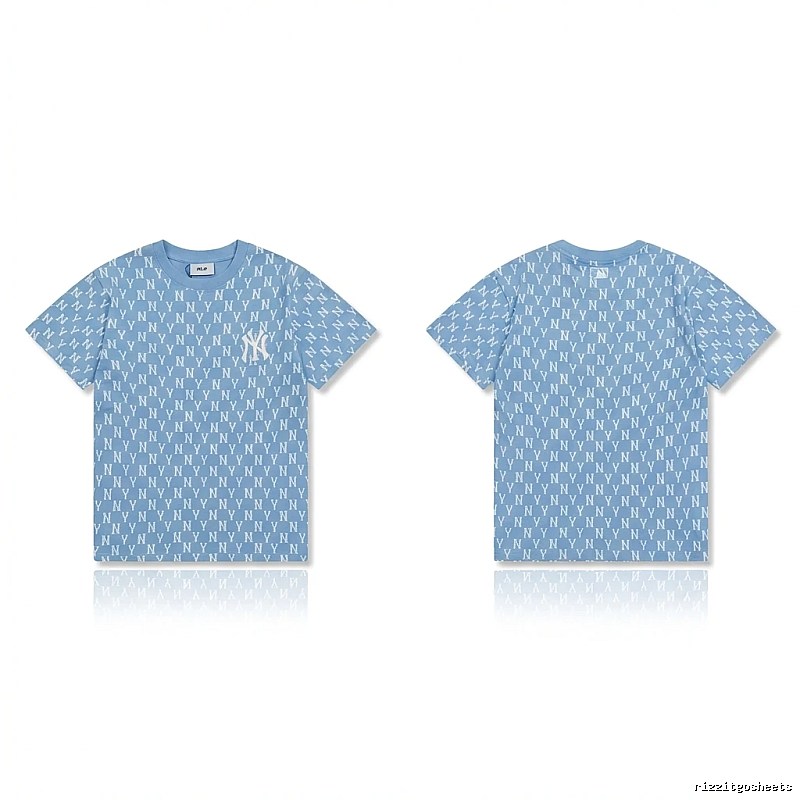 MLB full - print style light blue T - shirt