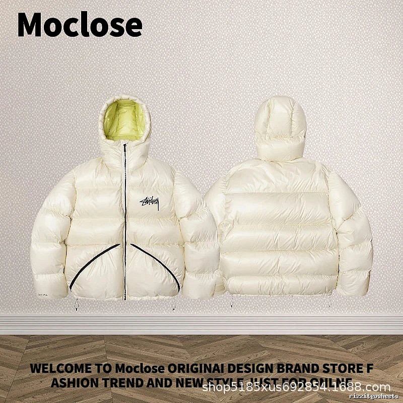 Moclose Travel Puffer jacket Black Glossy Hooded with Modern Look