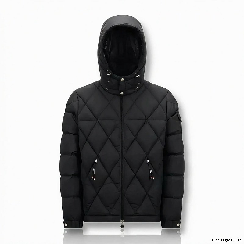 Moncler diamond-check trendy and cool style black down jacket