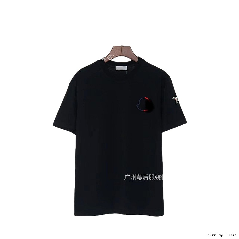 Moncler Embroidered Casual Black Short-sleeve T-shirt