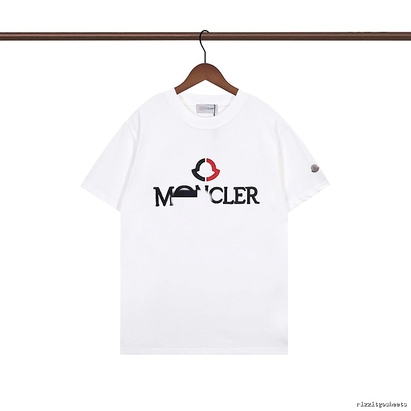 Moncler Embroidered Casual Style White T-Shirt