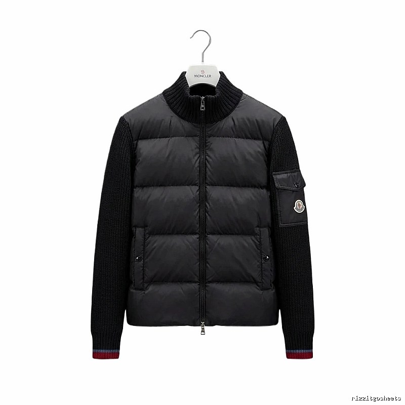 Moncler knitted and spliced black down jacket