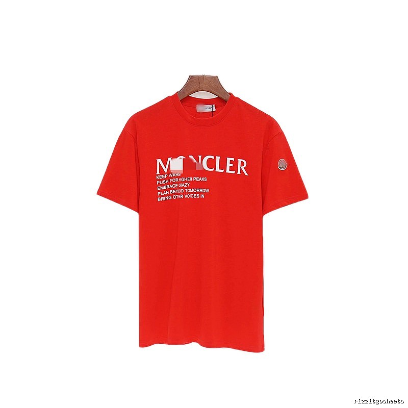 Moncler Letter Print Casual Style Red T-Shirt