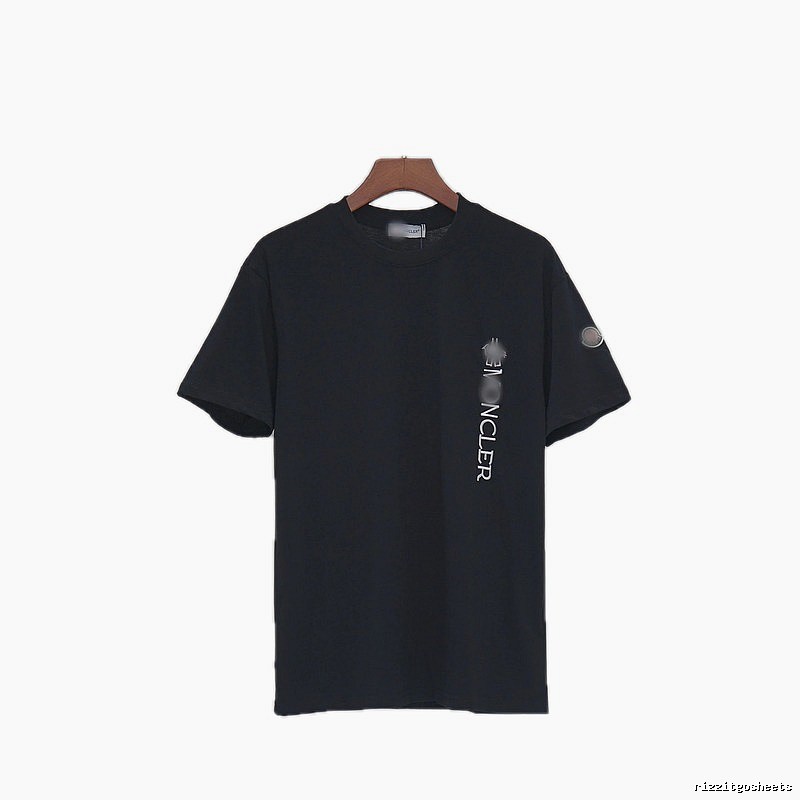 Moncler Letter Print Minimalist Style Black T-Shirt