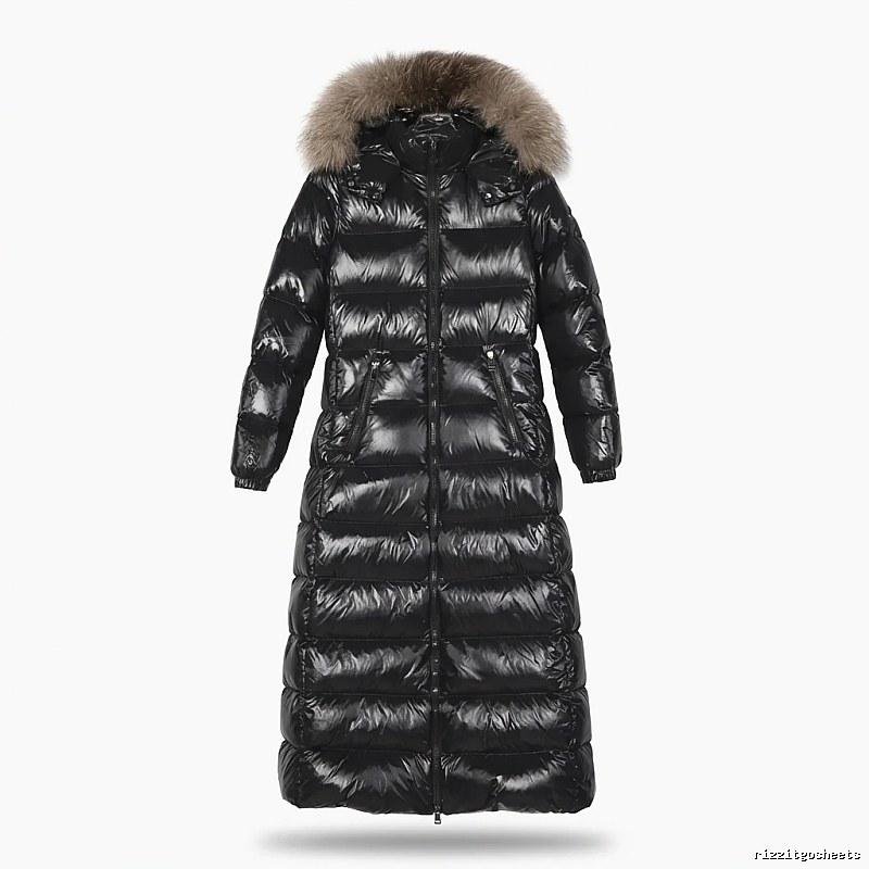 Moncler long shiny black down jacket