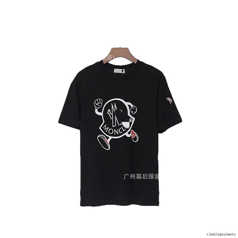Moncler Trendy Black Cartoon Print Short-sleeved T-shirt