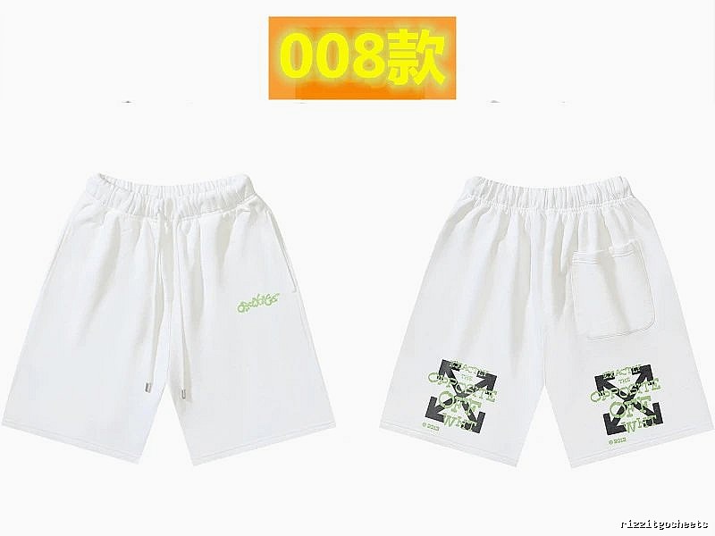 Off-White 008 style white trendy brand shorts