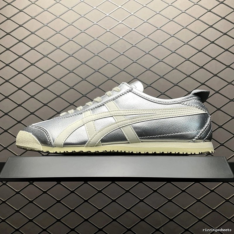 Onitsuka Tiger Low-Top Sneakers, Classic Lace-Up in Silver and Cream