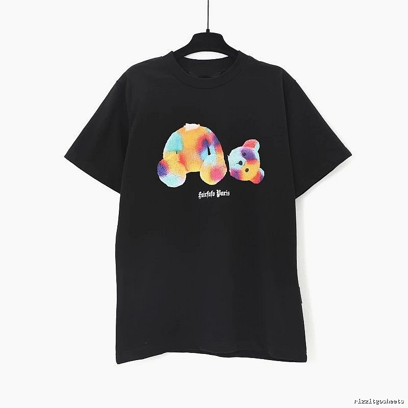 Palm Angels Casual Bear graphic T-shirt White Colorful Bear for Streetwear Looks