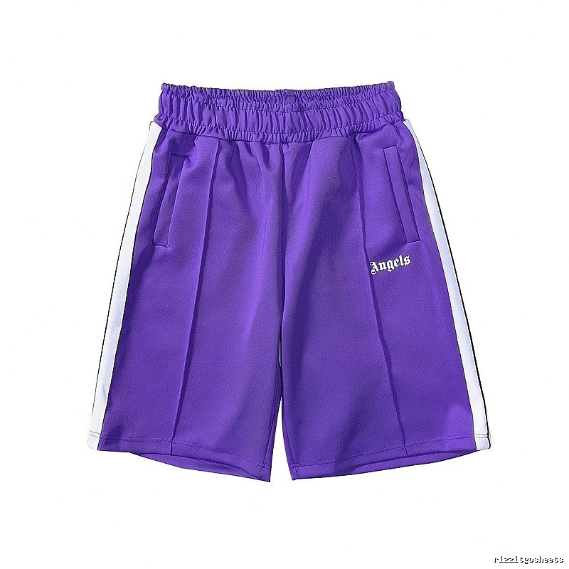 Palm Angels Patterned Track shorts Black Side Stripe with Polished Detail