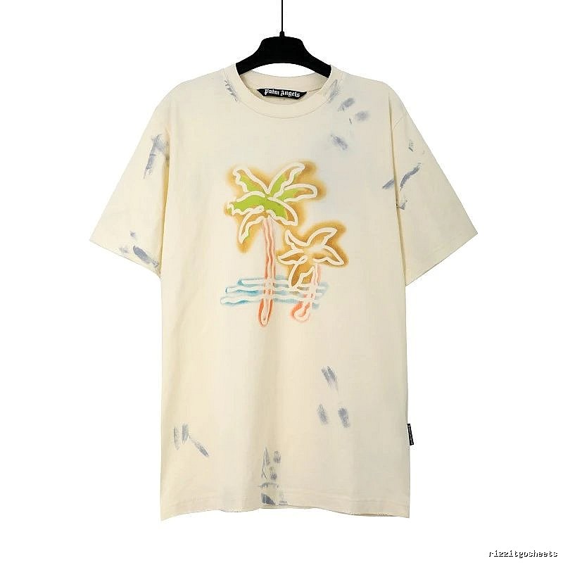 Palm Angels Statement Logo T-shirt White Palm Tree for Outdoor Plans