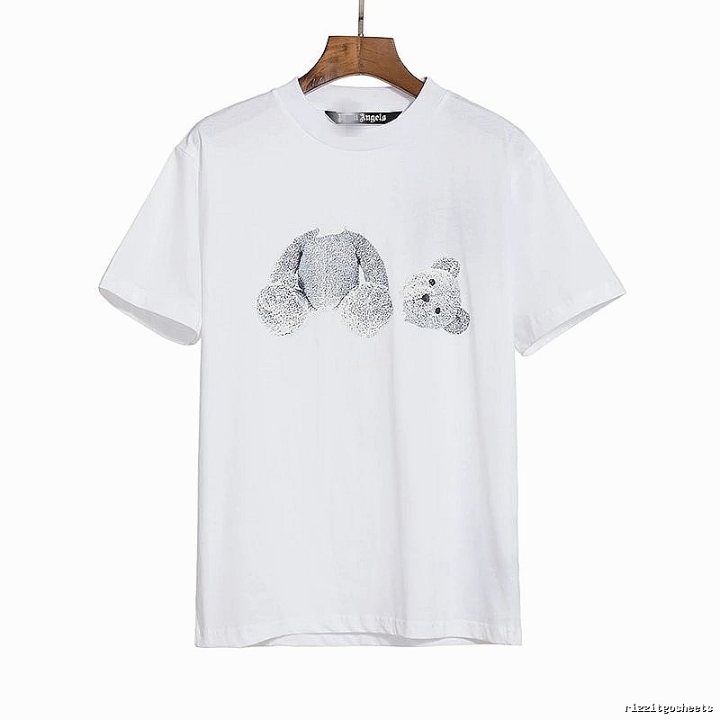Palm Angels Travel Bear graphic T-shirt White Colorful Bear with Soft Visual Tone