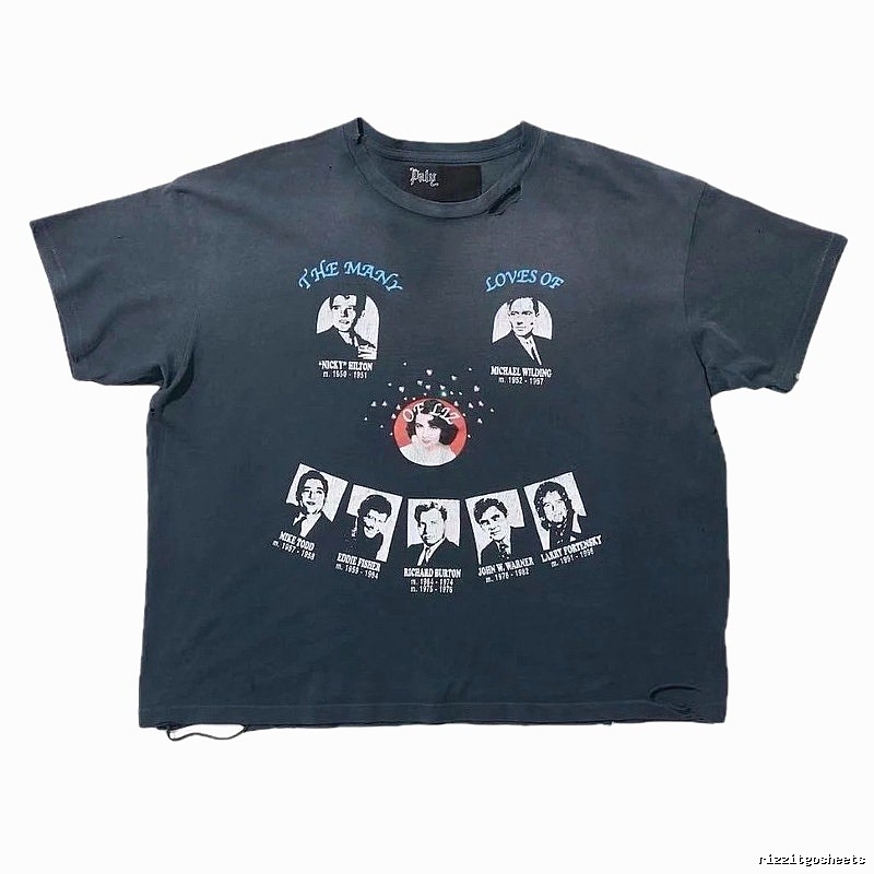 Paly Hollywood Portrait Print Vintage Charcoal Black T-Shirt