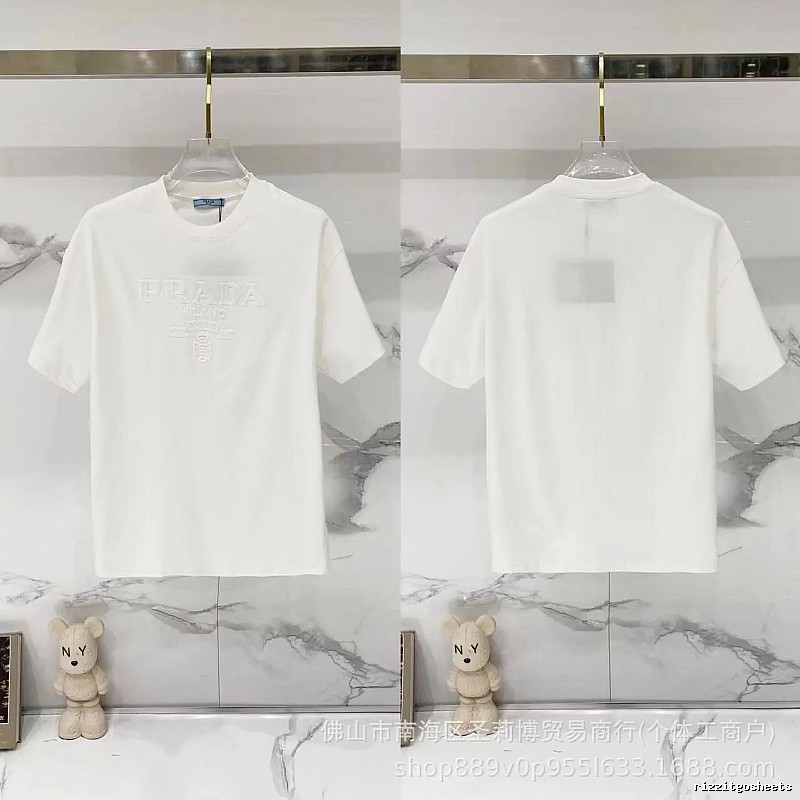 Prada Classic Collection Minimalist Style White Short-sleeved T-shirt