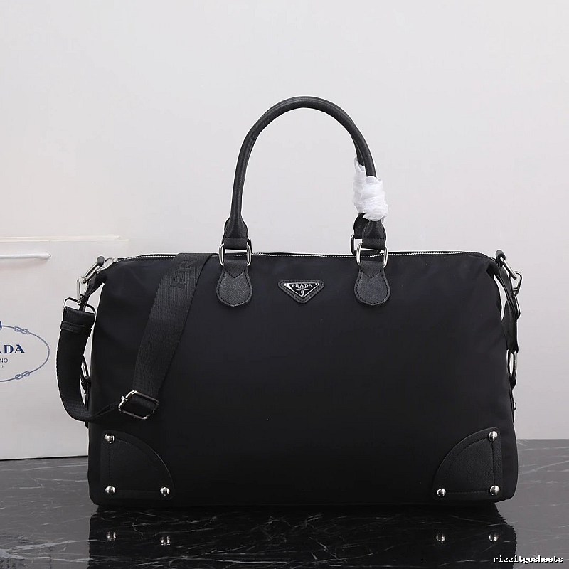 Prada Duffel Bag with Black Nylon Duffel Detail