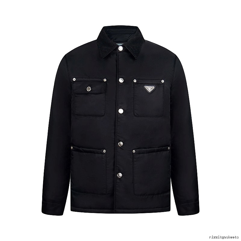 Prada Layering Utility Work Jacket with triangle logo
