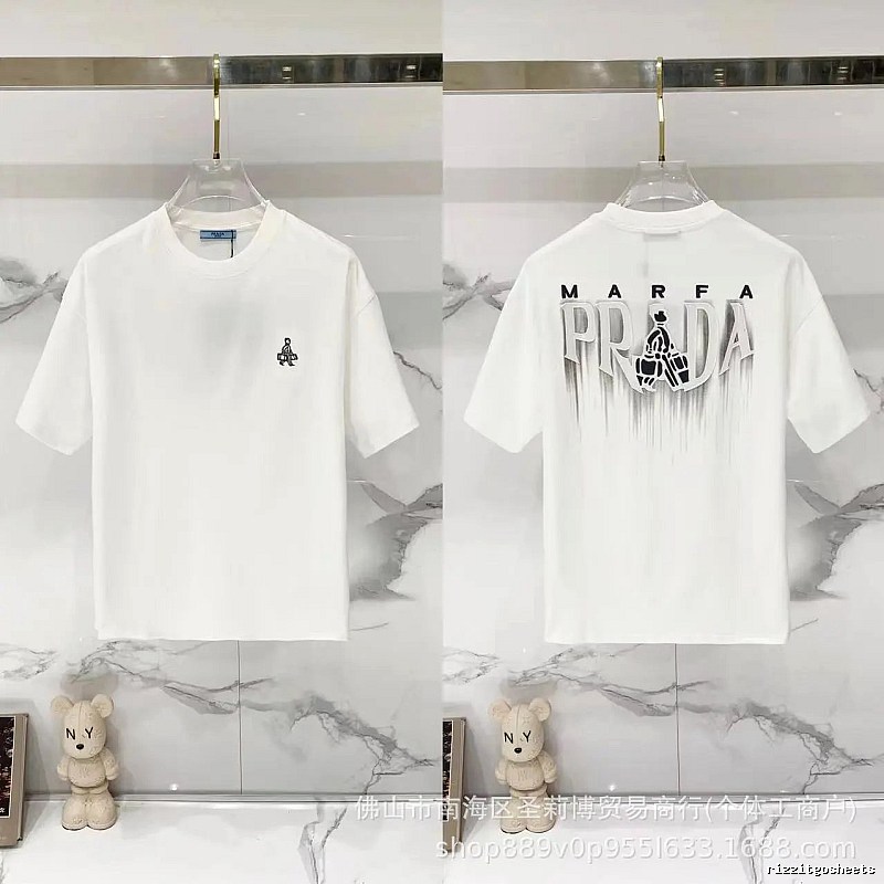 Prada MARFA Streetwear Style White Short-Sleeve T-Shirt