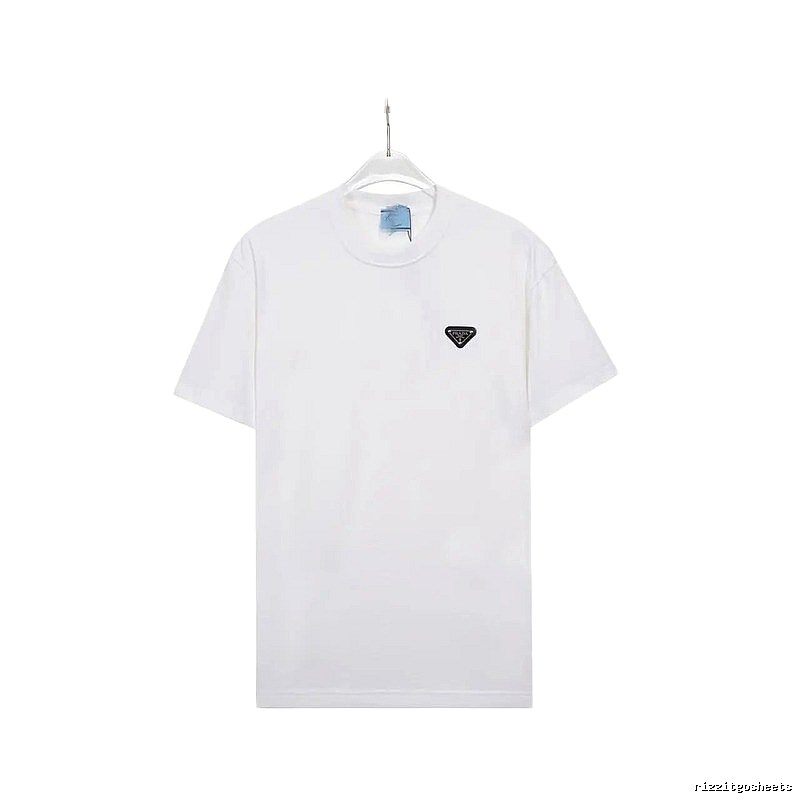 Prada Triangle Logo Minimalist Style White Short-sleeve T-shirt