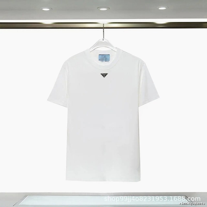 Prada Triangle Logo Minimalist Style White T-Shirt