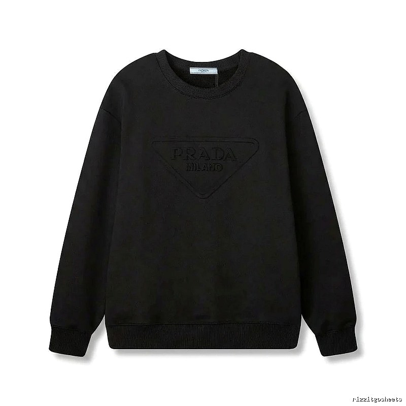 Prada triangular logo simple black sweatshirt