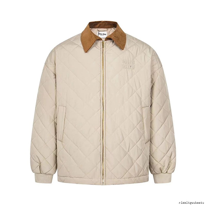 Quilted Collared Jacket with diamond stitching and a contrasting brown collar - Travel