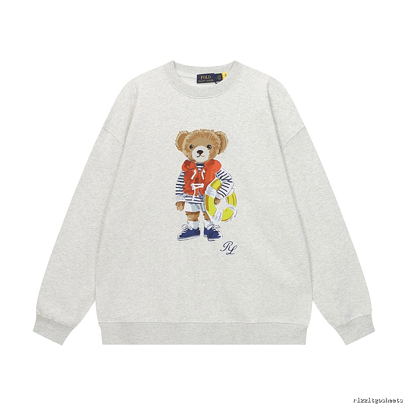 Ralph Lauren Bear Print Light Grey Sweatshirt