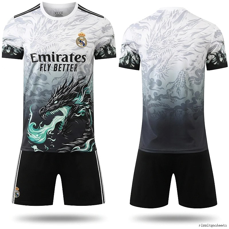Real Madrid dragon pattern gradient style jersey