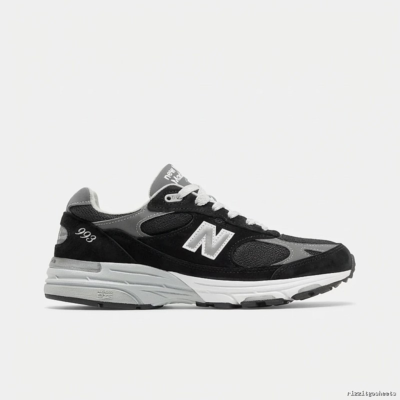 Retro-style black and gray New Balance 993 shoes