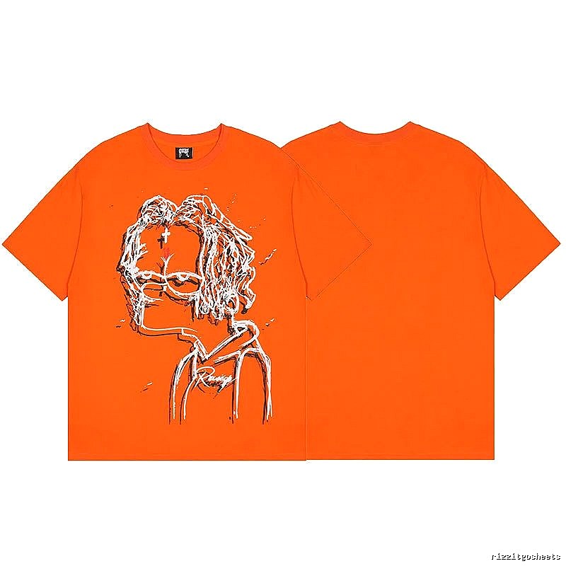 Revenge Orange Skull Graphic T-Shirt Color Pop
