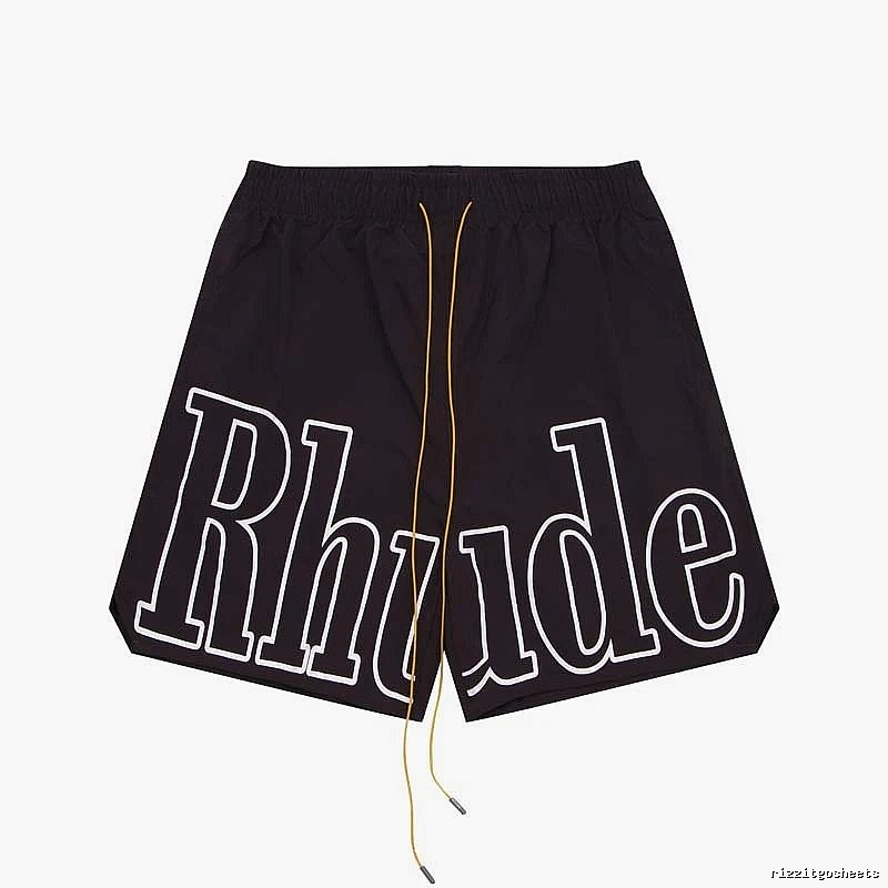 RHUDE letter-style black shorts